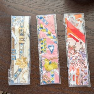 Colorful Patterned Silk Twilly Scarves